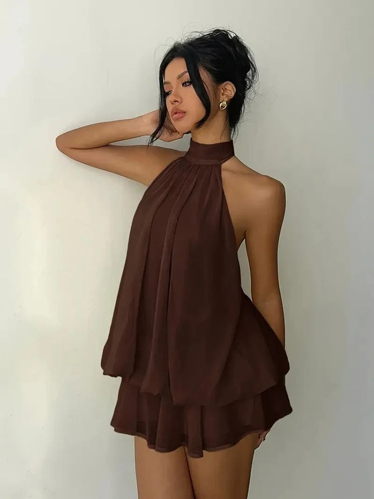 Vestido Alma Halter con Volantes