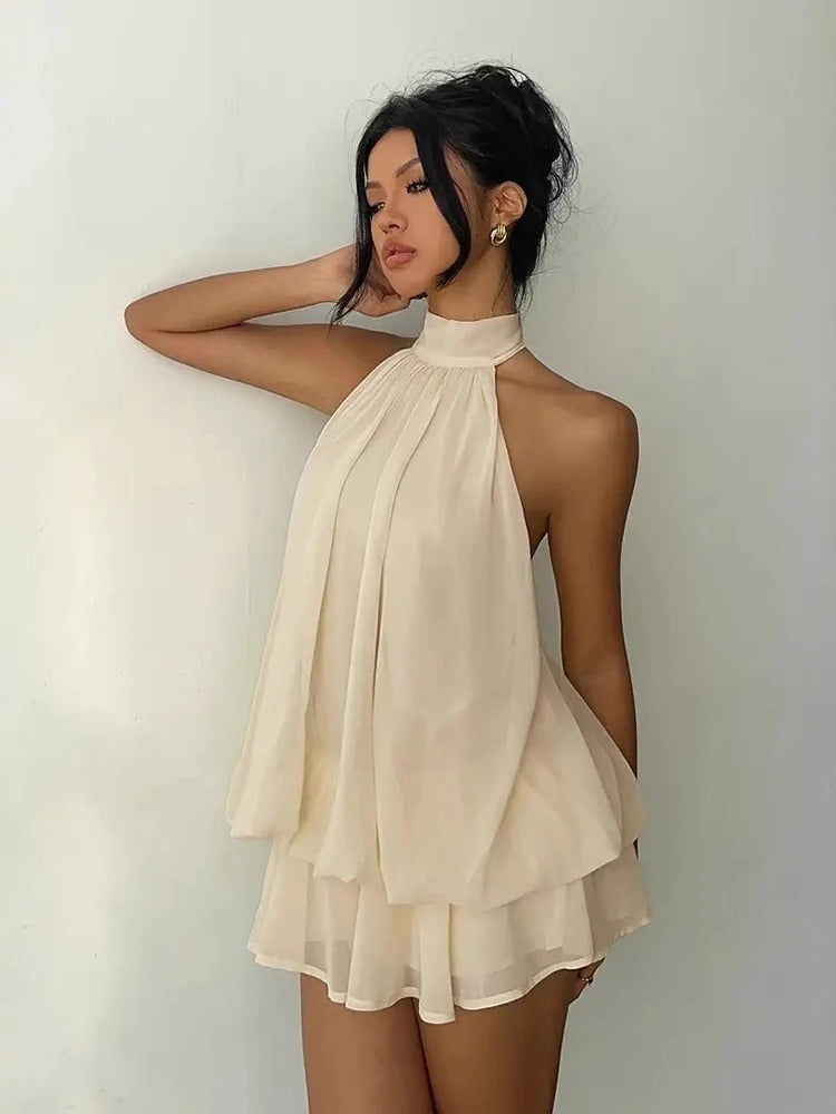 Vestido Alma Halter con Volantes