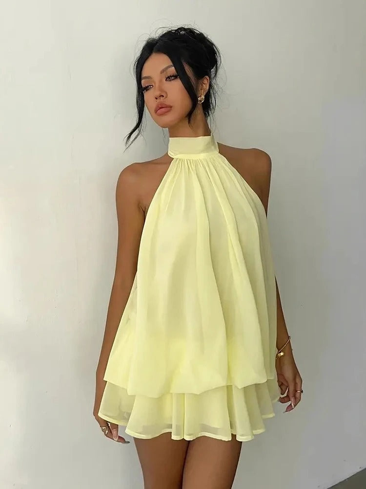 Vestido Alma Halter con Volantes
