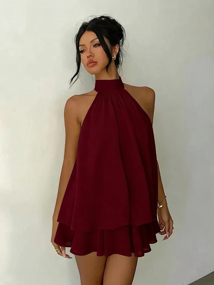 Vestido Alma Halter con Volantes