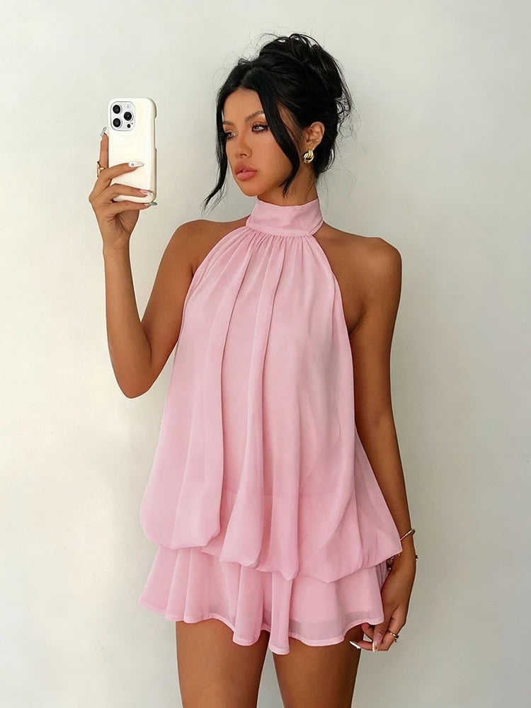 Vestido Alma Halter con Volantes