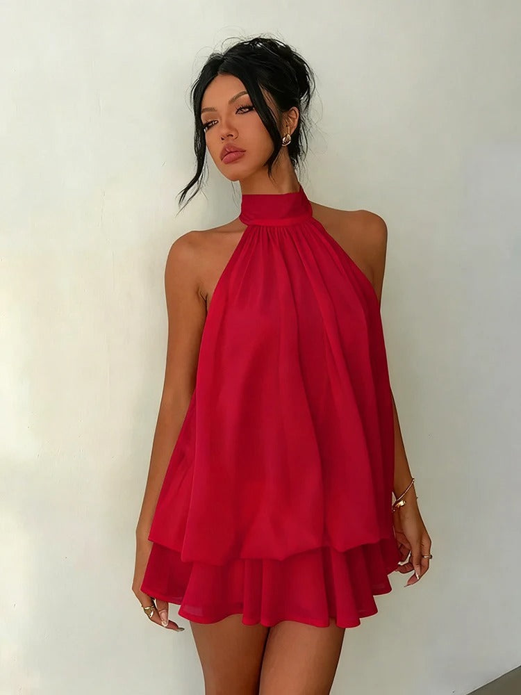 Vestido Alma Halter con Volantes