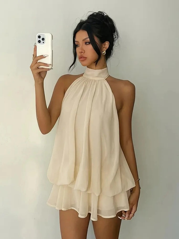 Vestido Alma Halter con Volantes