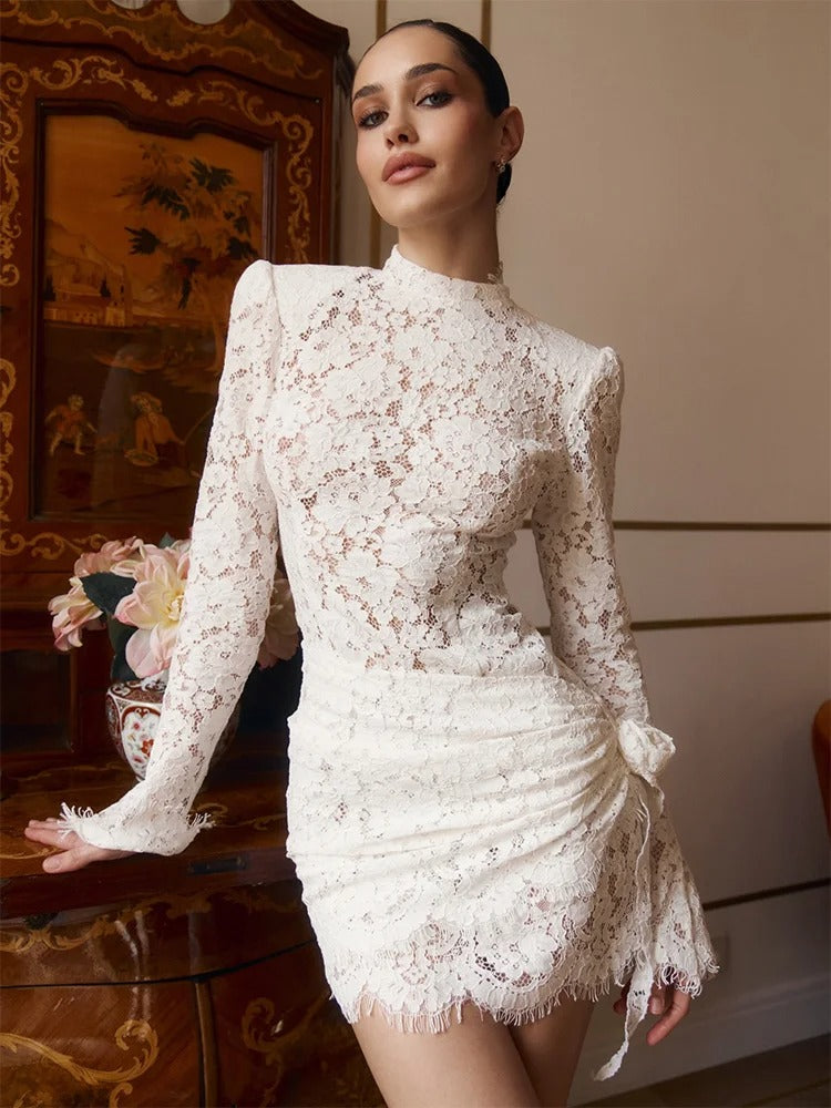 Vestido Alba de encaje blanco