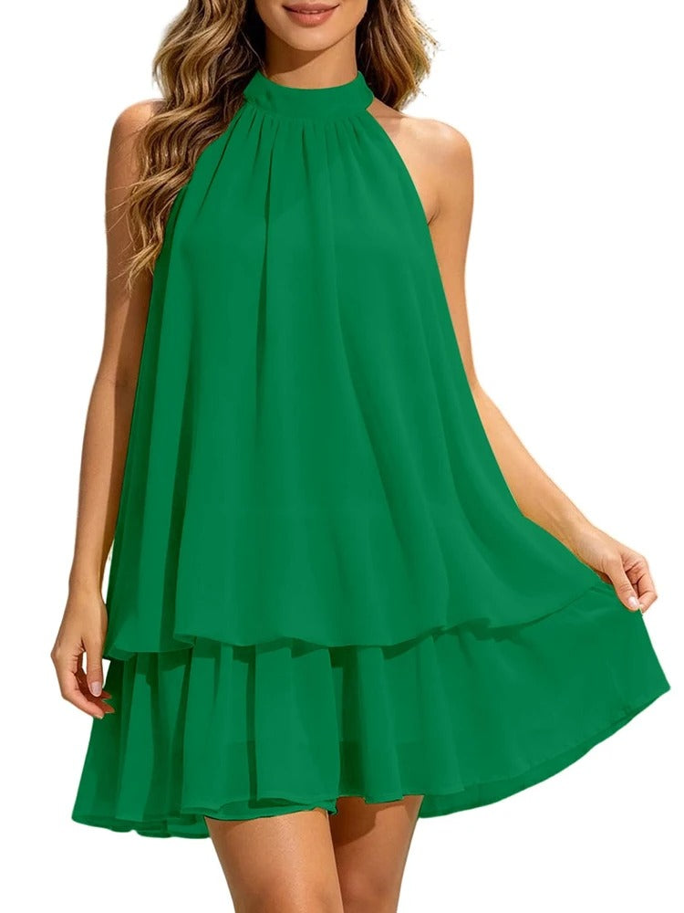 Vestido Alma Halter con Volantes