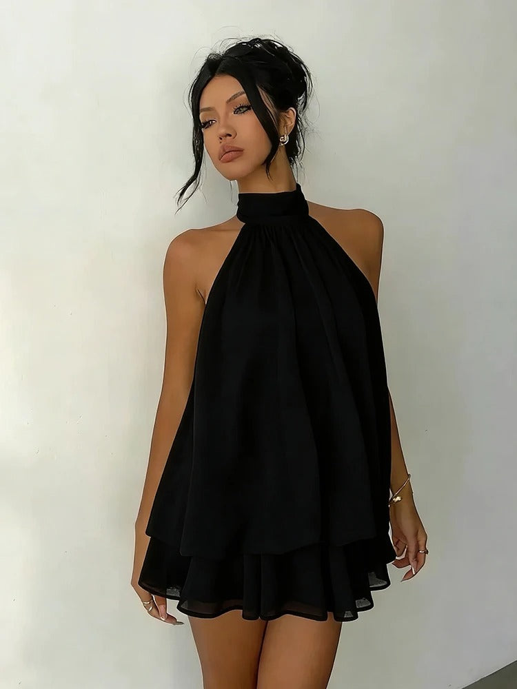Vestido Alma Halter con Volantes