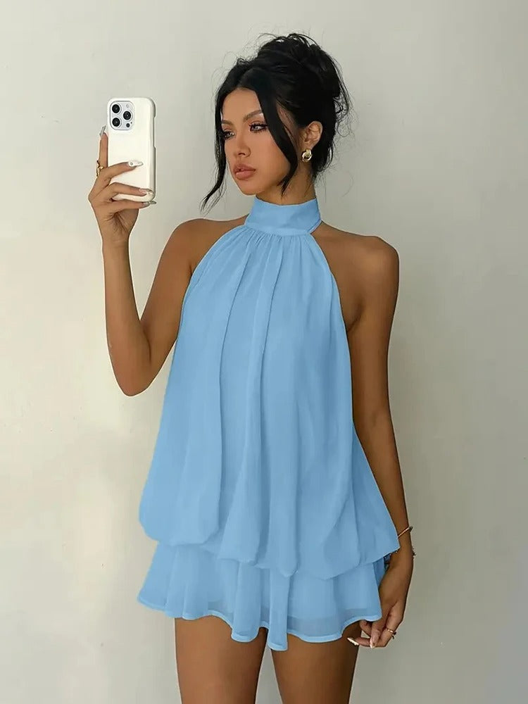 Vestido Alma Halter con Volantes